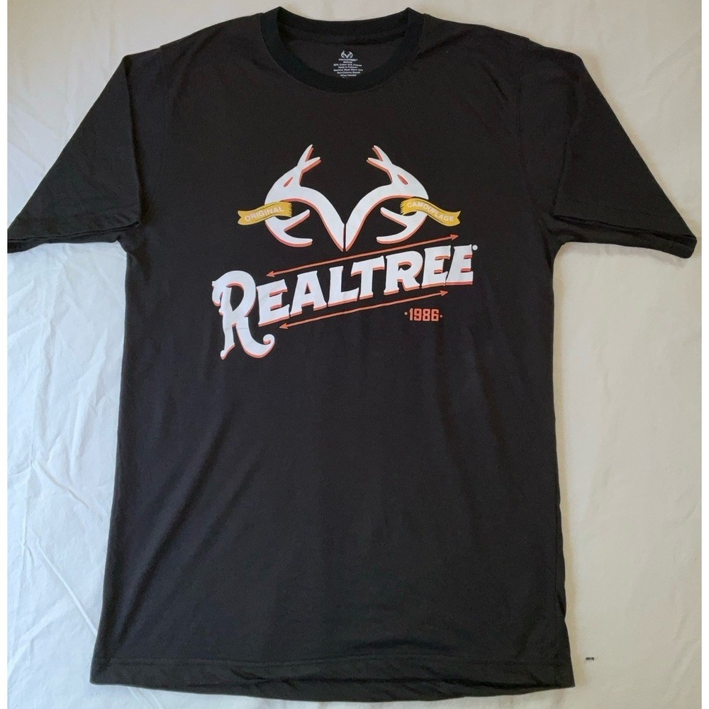 NWOT Men's Realtree Graphic Tee T-Shirt Cotton Blend Black - Medium